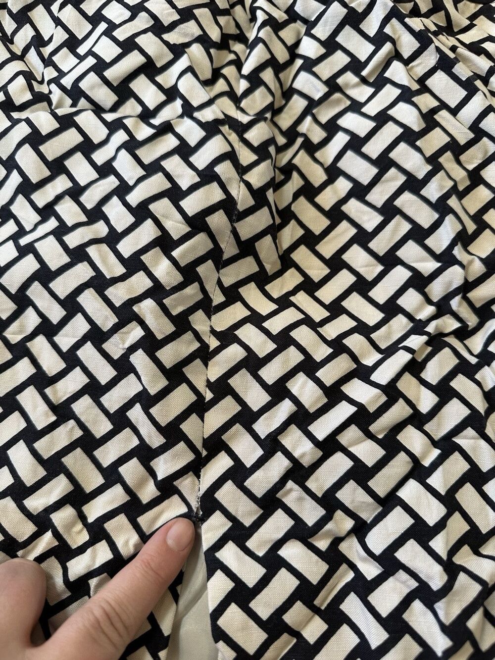 ANTONIO MELANI Linen/Silk Blend Black White Pencil Skirt Pockets Sz 6 Lined EUC - Picture 8 of 8
